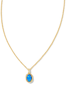 *BOUTIQUE EXCLUSIVE*  Scott Daphne Framed Short Pendant Necklace - Gold/Bright Blue Kyocera Opal