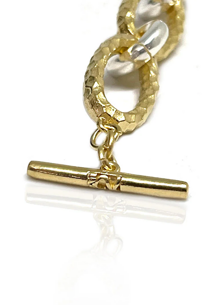 Tat2 Designs Gold Two-Toned Ravelle Hammered Chain Bracelet