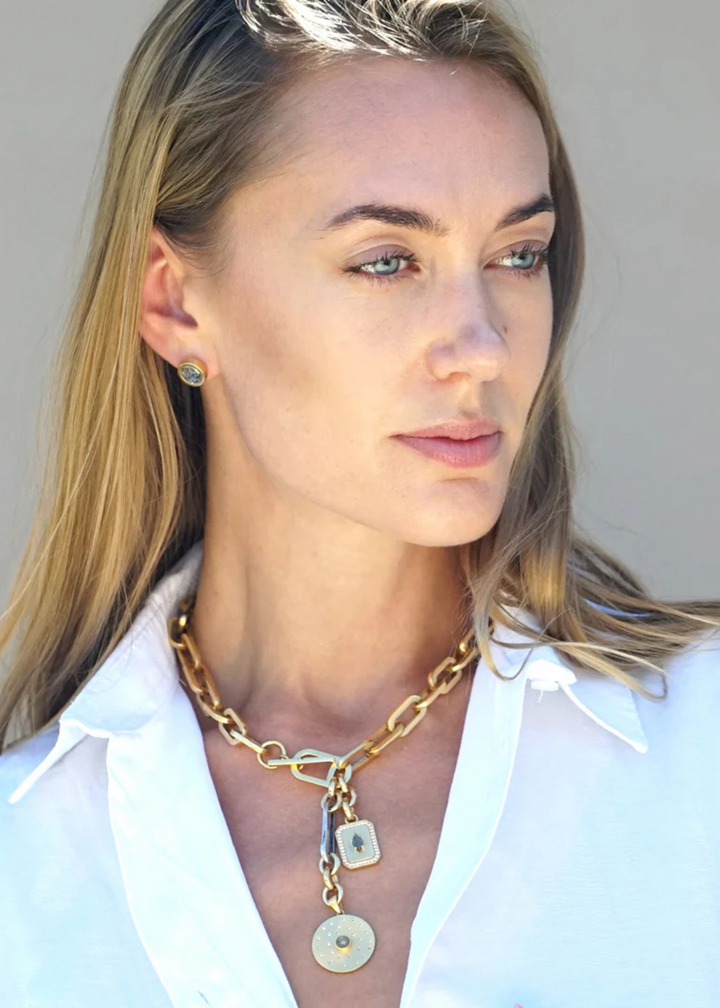 Tat2 Designs Brushed Gold Rico Bar Rondo Toggle Necklace