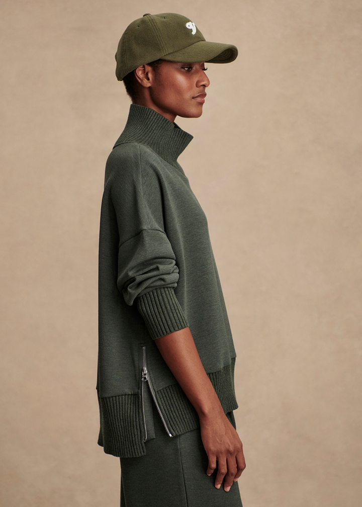 Varley Barker High Neck Sweat - Olive Marl