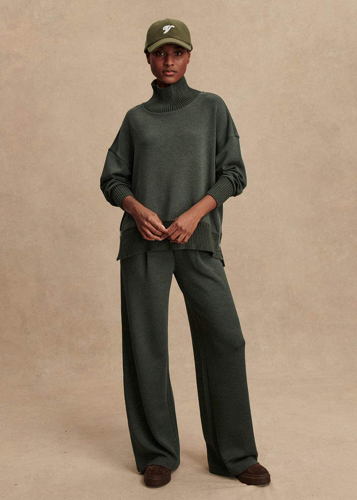 Varley Barker High Neck Sweat - Olive Marl