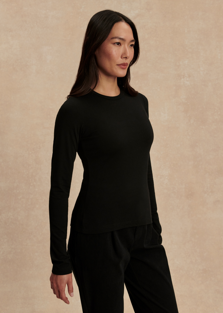 Varley Edna Long Sleeve Fitted Tee - Black