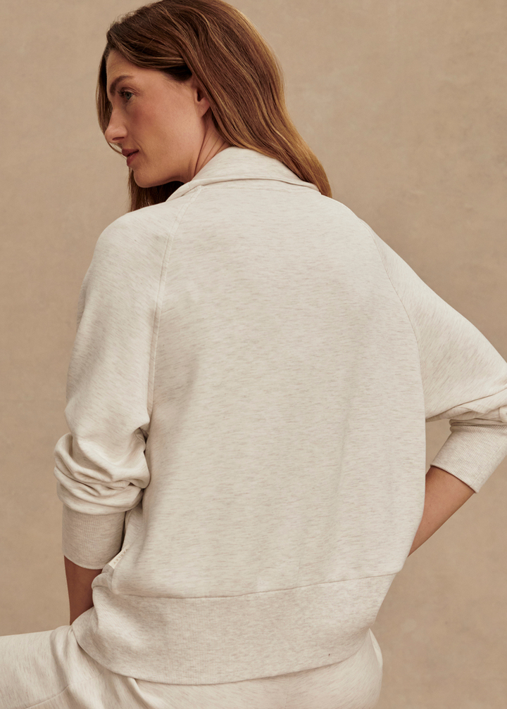 Varley Roxbury Zip Through Sweat - Ivory Marl