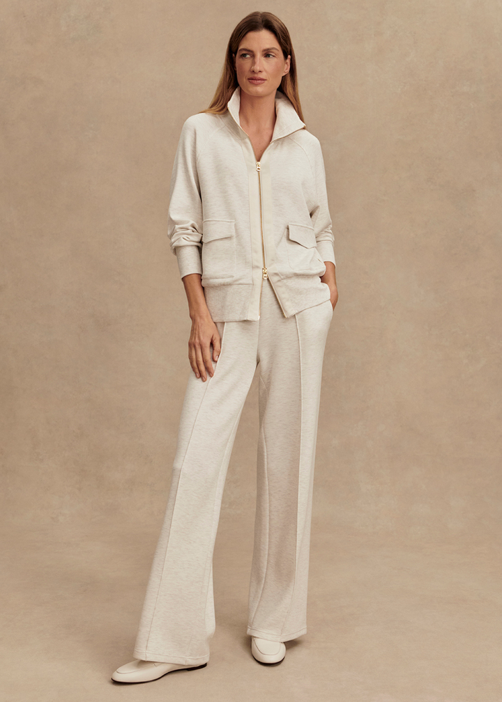 Varley Roxbury Zip Through Sweat - Ivory Marl