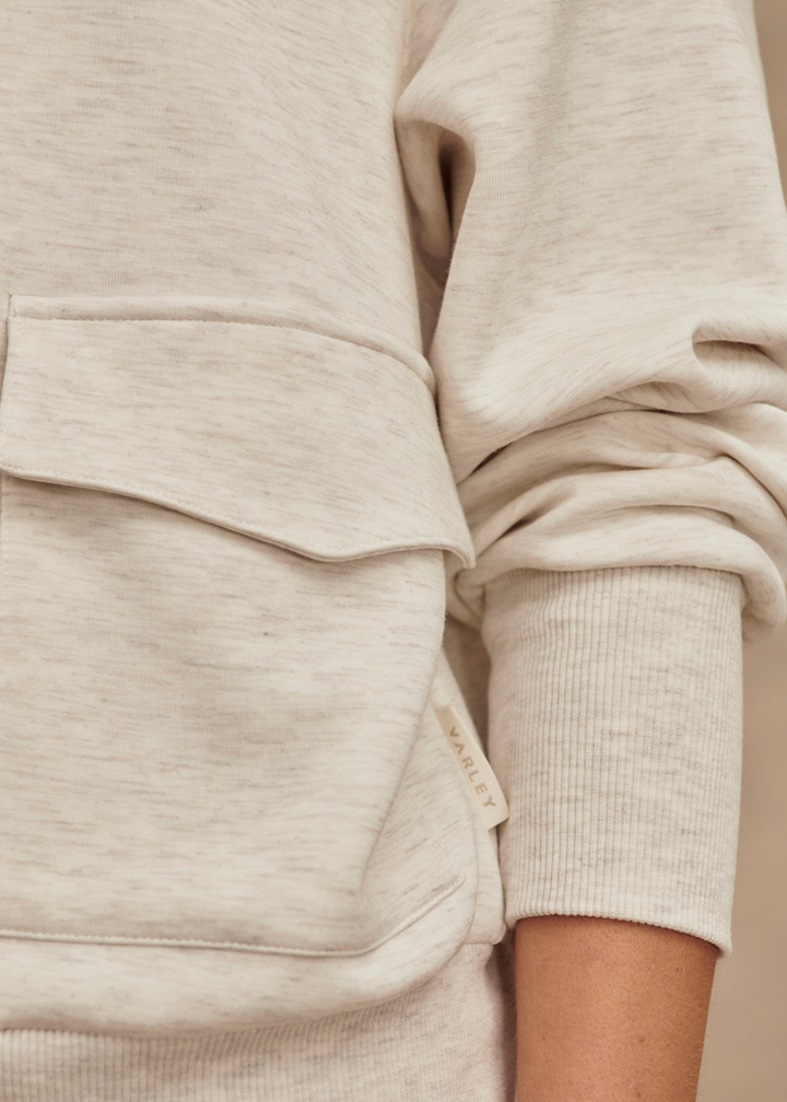 Varley Roxbury Zip Through Sweat - Ivory Marl