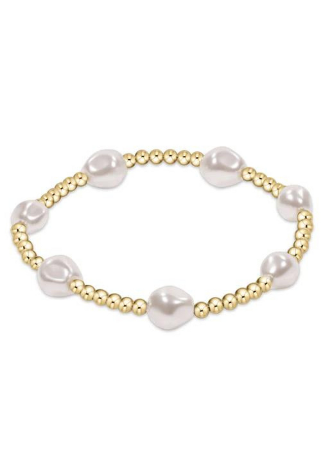 Admire Gold 3mm Bead Bracelet - Pearl (enewton extends)