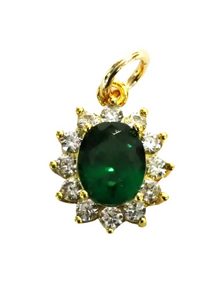 Allison Avery  Gemstone Charm - Gold/Emerald