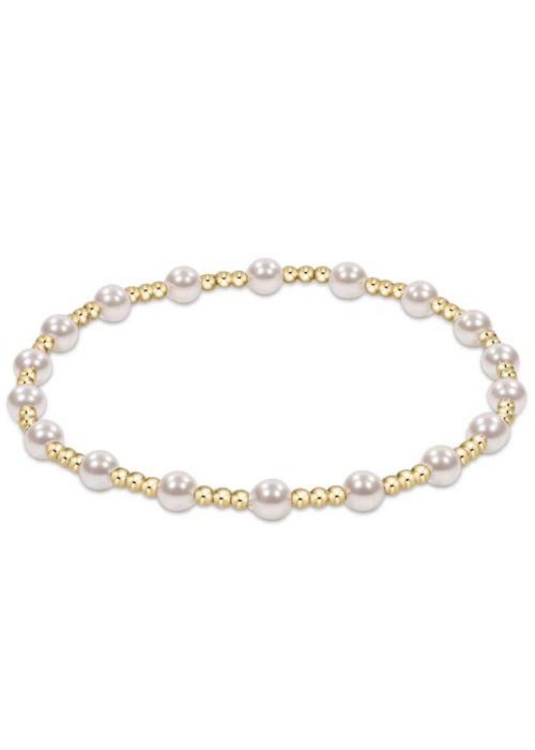 Classic Gold Sincerity Pattern 4mm Bead Bracelet - Pearl