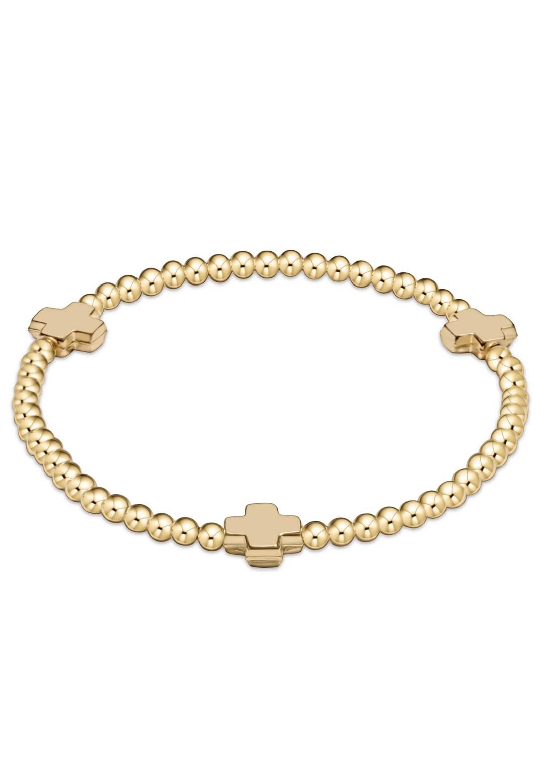 Signature Cross Gold Pattern 3mm Bead Bracelet - Gold