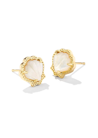 Kendra Scott Brynne Shell Stud Earrings - Gold/Ivory Mother of Pearl