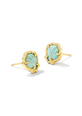 Kendra Scott Brynne Shell Stud Earrings - Gold/Sea Green Chrysocolla