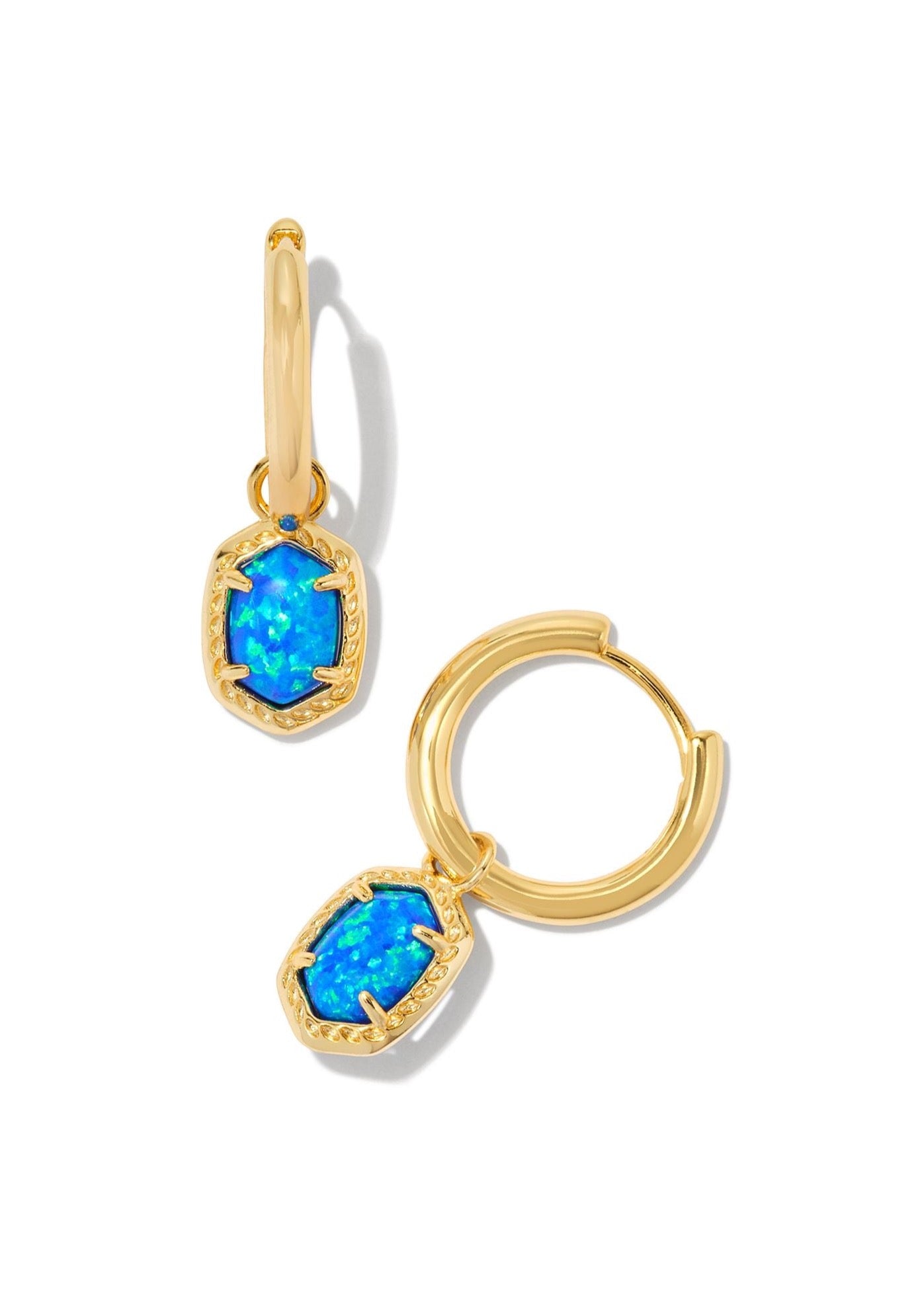 *BOUTIQUE EXCLUSIVE* Kendra Scott Daphne Framed Huggie Earrings - Gold/Bright Blue Kyocera Opal