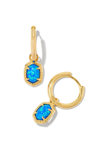 *BOUTIQUE EXCLUSIVE* Kendra Scott Daphne Framed Huggie Earrings - Gold/Bright Blue Kyocera Opal