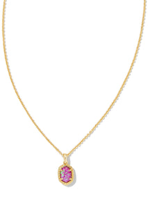 *BOUTIQUE EXCLUSIVE*  Scott Daphne Framed Short Pendant Necklace - Gold/Magenta Kyocera Opal