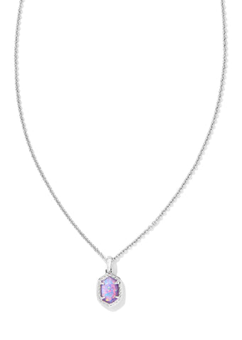 *BOUTIQUE EXCLUSIVE*  Scott Daphne Framed Short Pendant Necklace - Rhodium/Lilac Kyocera Opal