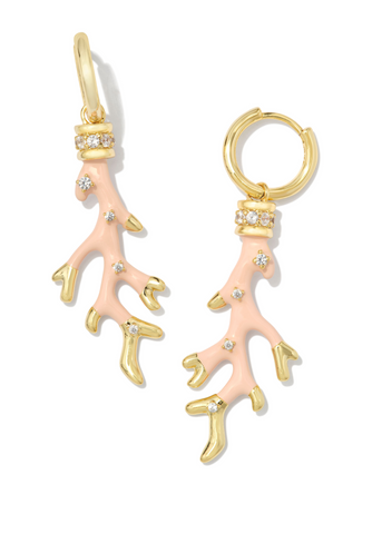 Kendra Scott Shea Huggie Earrings - Gold/Blush Enamel