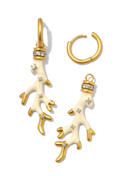 Kendra Scott Shea Huggie Earrings - Gold/Ivory Enamel