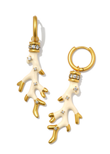 Kendra Scott Shea Huggie Earrings - Gold/Ivory Enamel