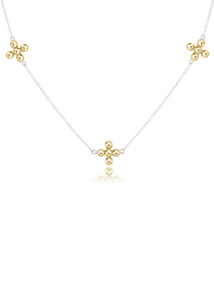 15" Choker Simplicity Chain Sterling Mixed Metal - Classic Beaded Signature Cross Gold
