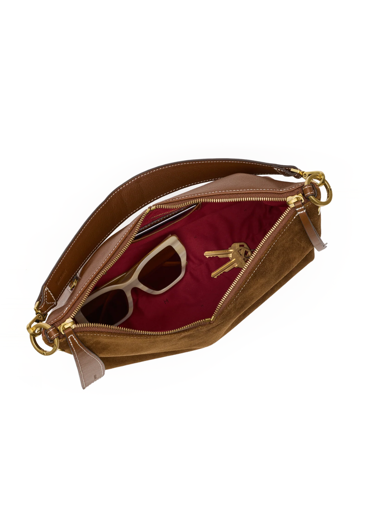 Hammitt Grace Medium Handbag - Cinnamon Suede/Antique Gold