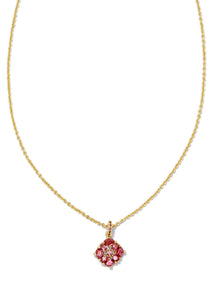 Dira Crystal Short Pendant Necklace - Gold/Pink Mix