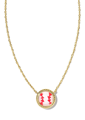 Baseball Short Pendant Necklace - Gold/Ivory Mother of Pearl