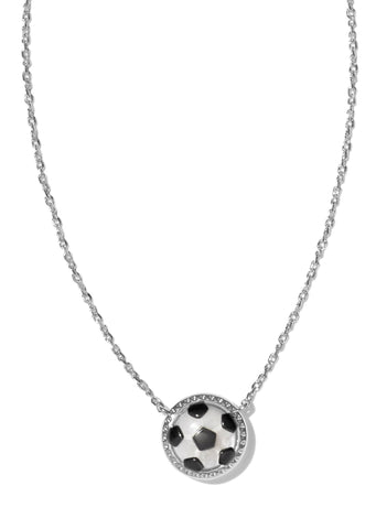 Soccer Short Pendant Necklace - Rhodium/Ivory Mother of Pearl