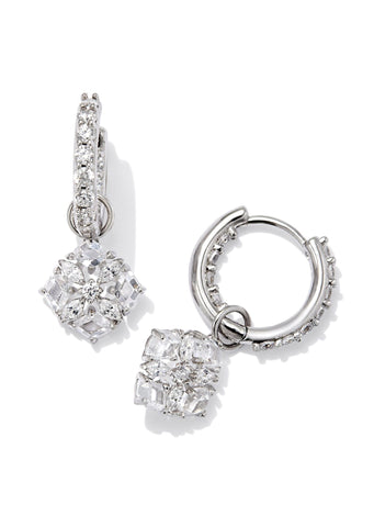 Dira Crystal Huggie Earrings - Rhodium/White Crystal