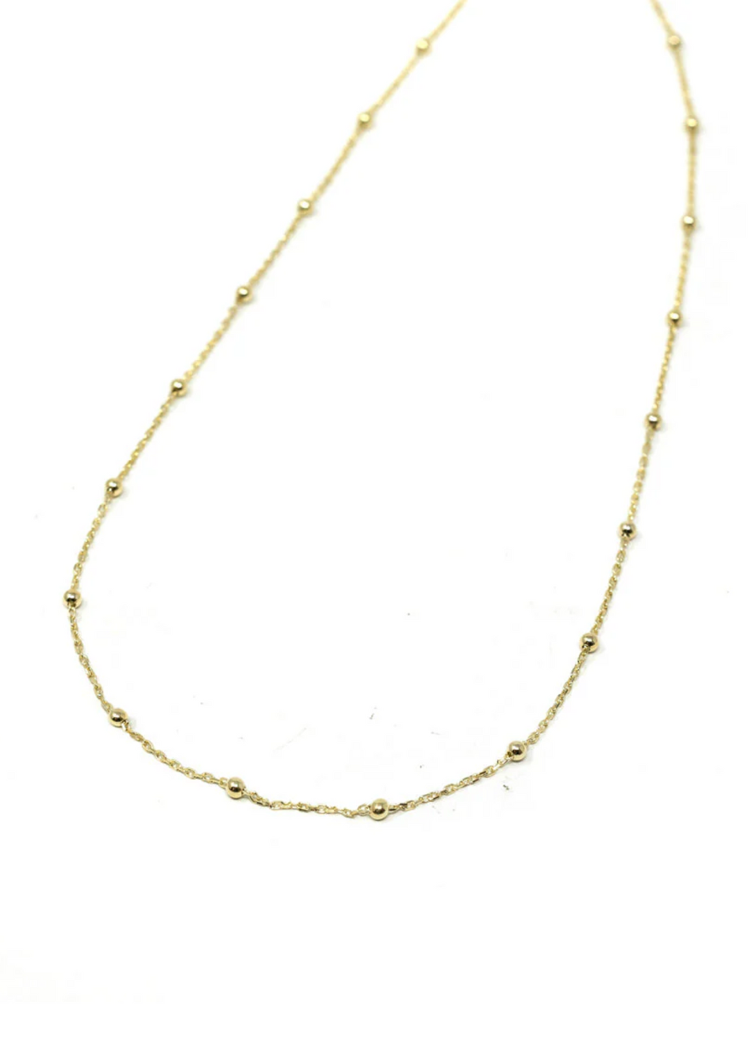 Gold Baby Ball Chain Necklace on a white background