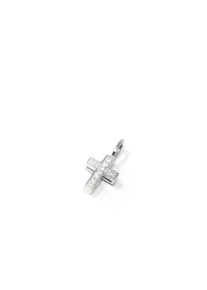Crystal Cross Charm - Silver
