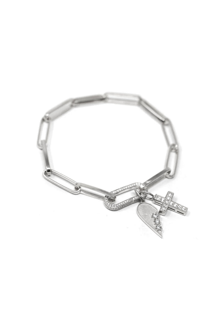 Crystal Cross Charm - Silver