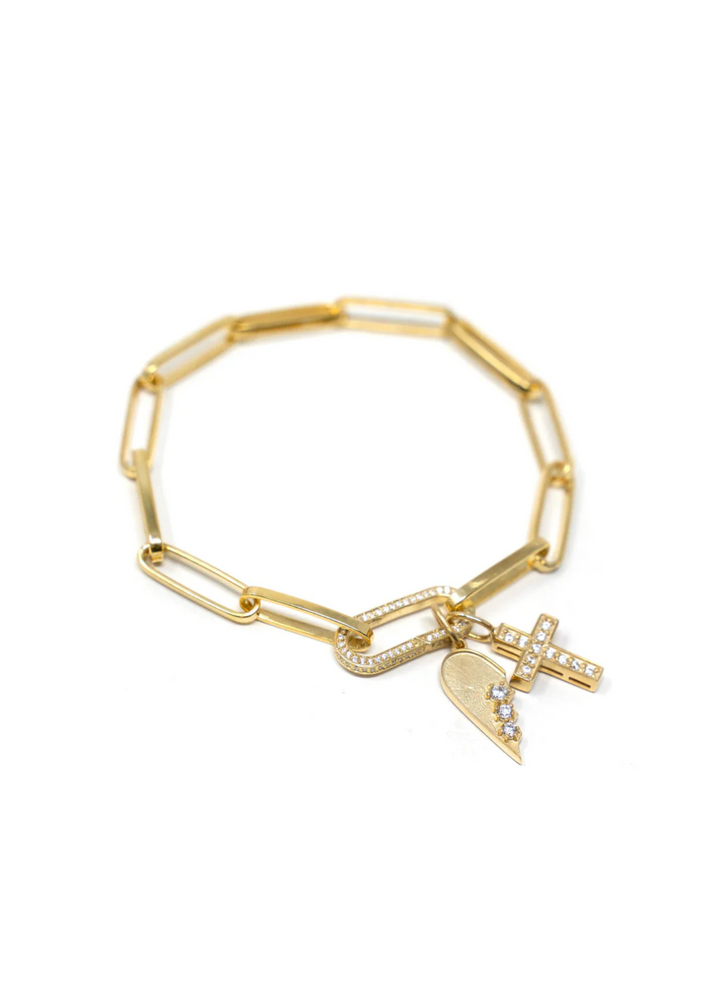 Crystal Cross Charm - Gold