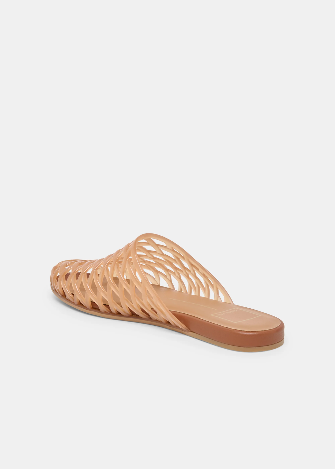 Light brown jelly slip on sandal on a white background