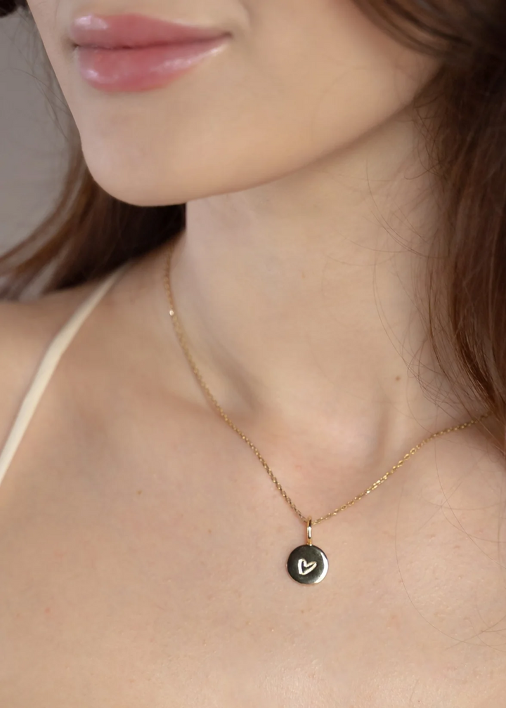 Engraved Heart Charm - Gold