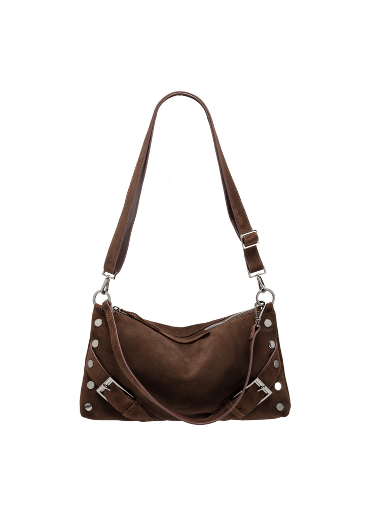 Hammitt Kyle Medium Handbag - Belted Suede/Gunmetal