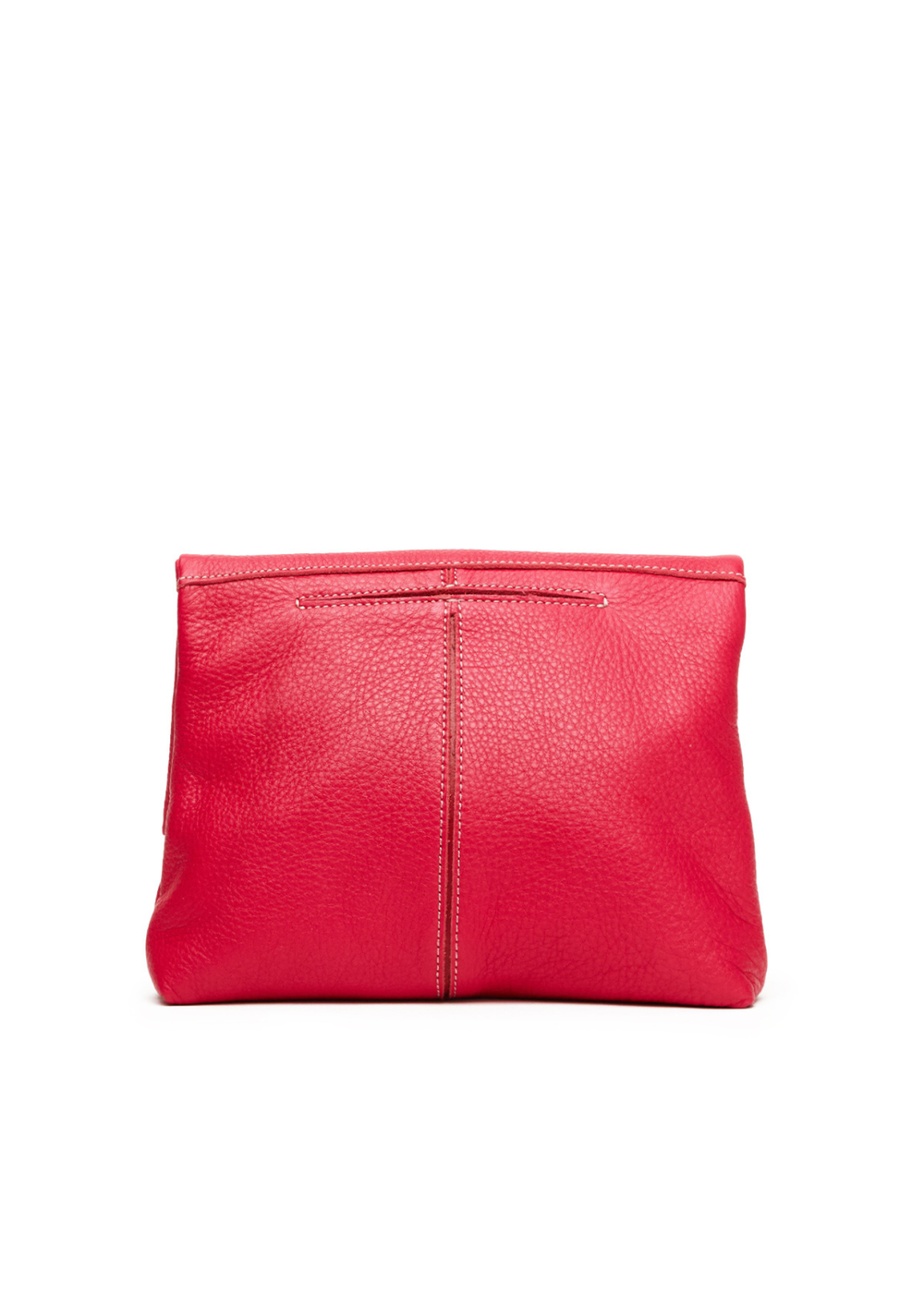Hot pink leather purse on a white background