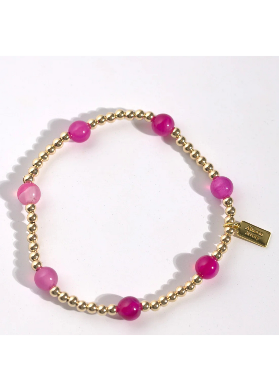 Allison Avery Honest Bracelet in Gold with Fuchsia Agate Beads
