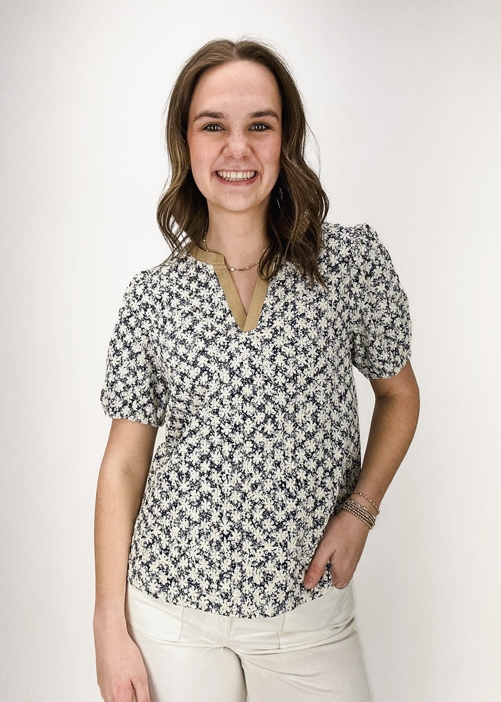 Penny Floral Top - Navy