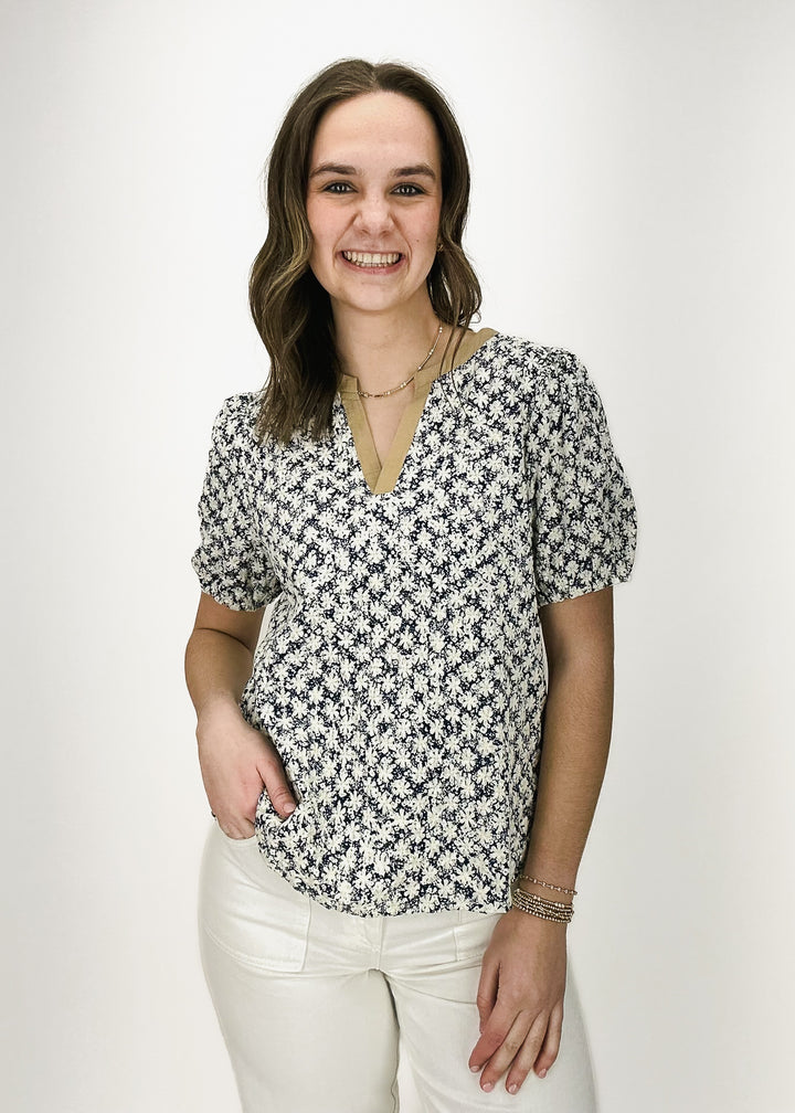 Penny Floral Top - Navy