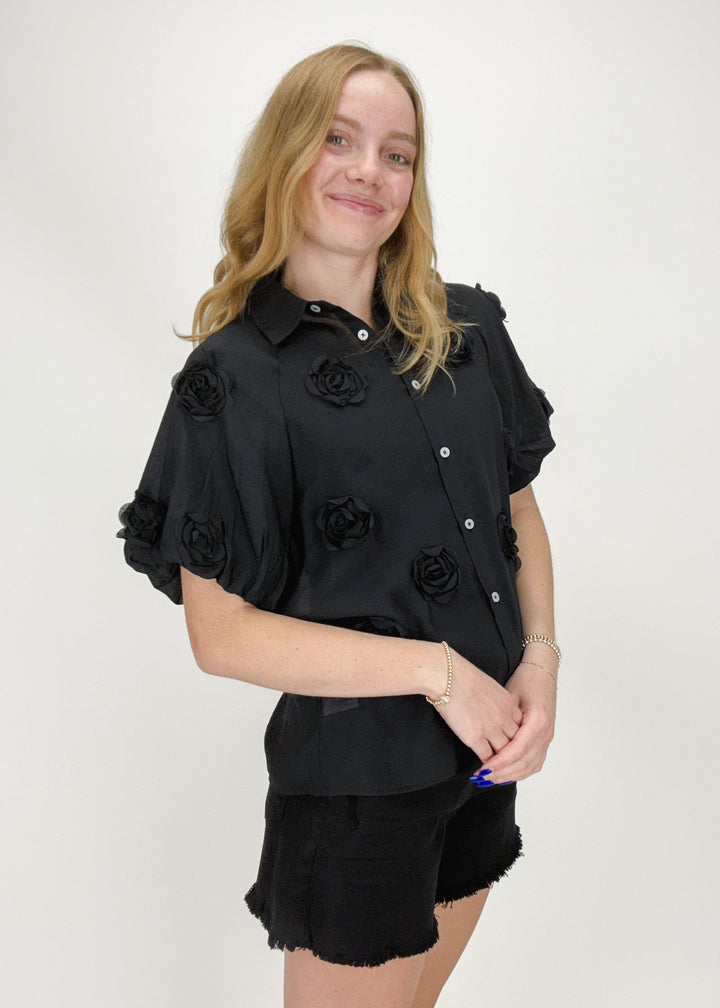 Astrid Rose Button Down - Black