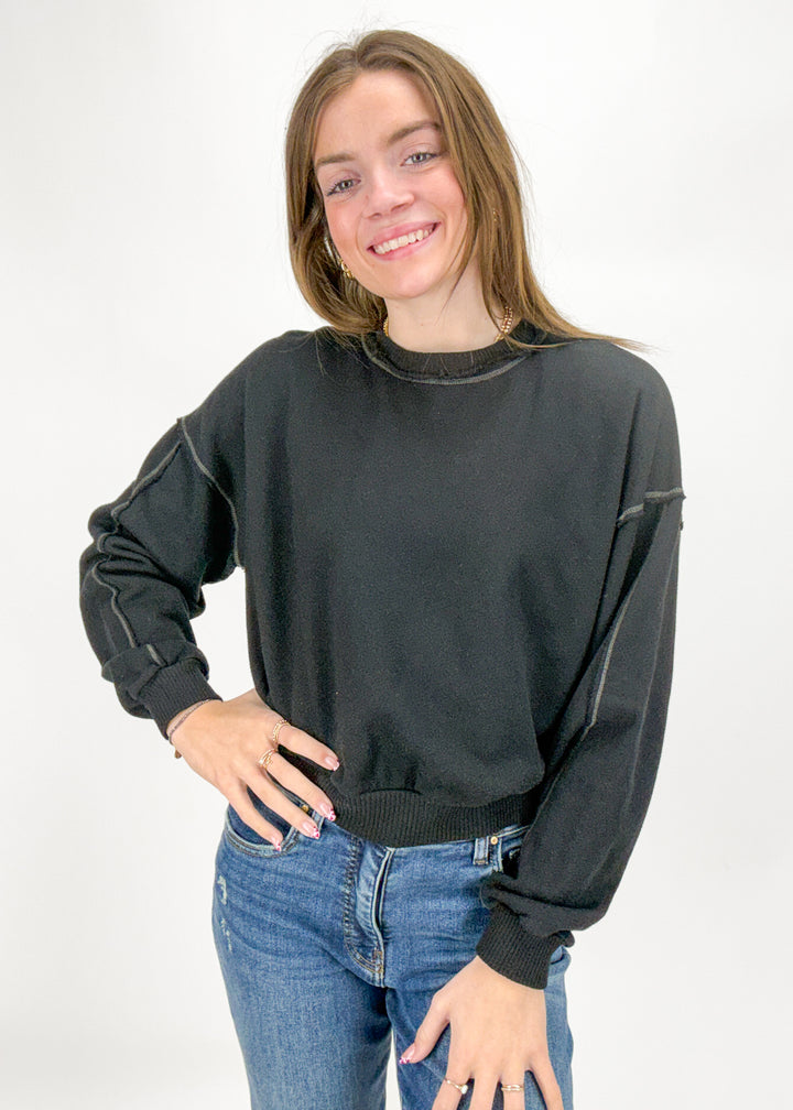 Project Social T Greene Contrast Stitch Crew Neck Sweatshirt