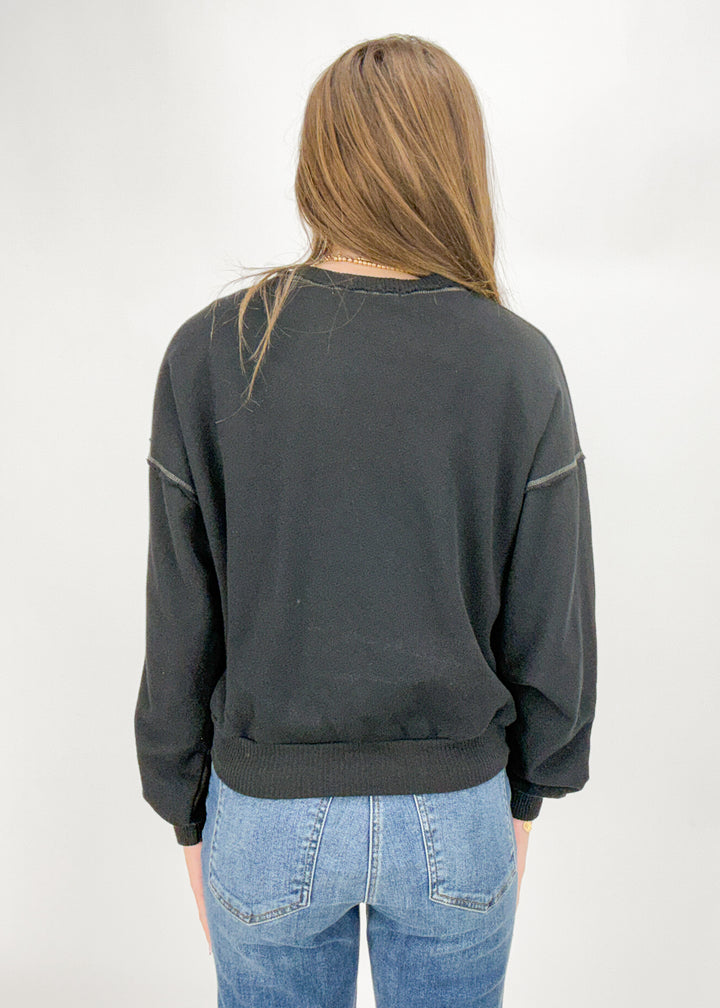 Project Social T Greene Contrast Stitch Crew Neck Sweatshirt