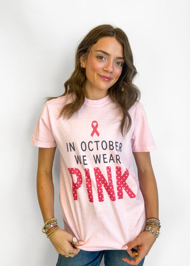 October Pink Polka Dot Graphic Tee
