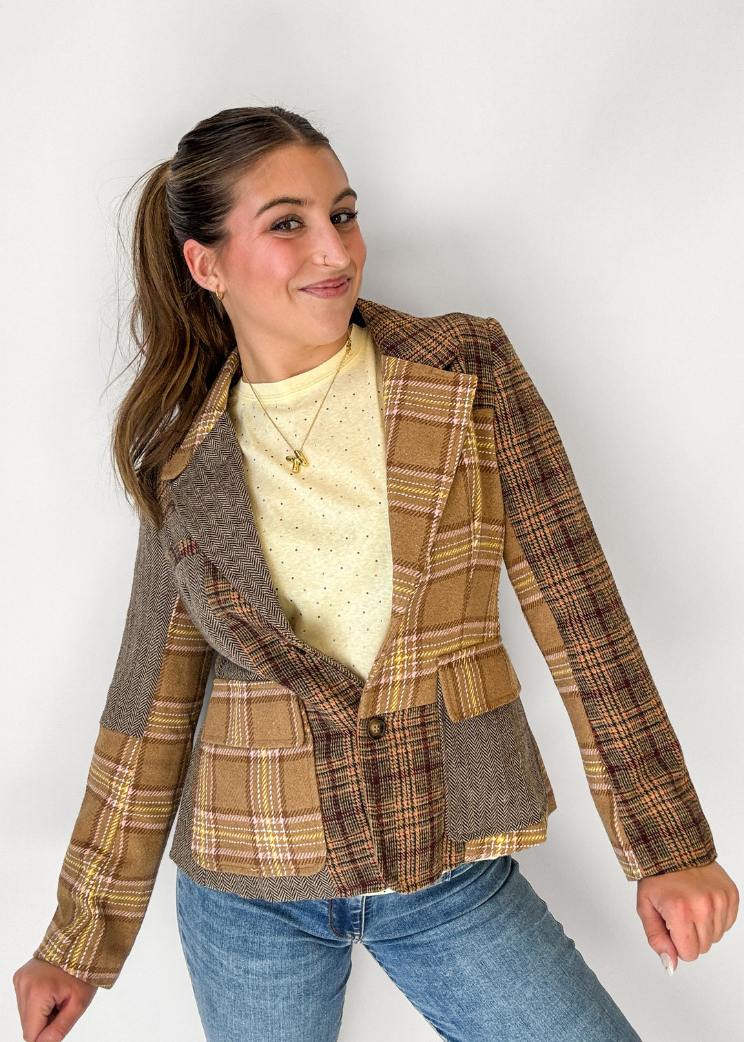 Izzy Plaid Patchwork Blazer