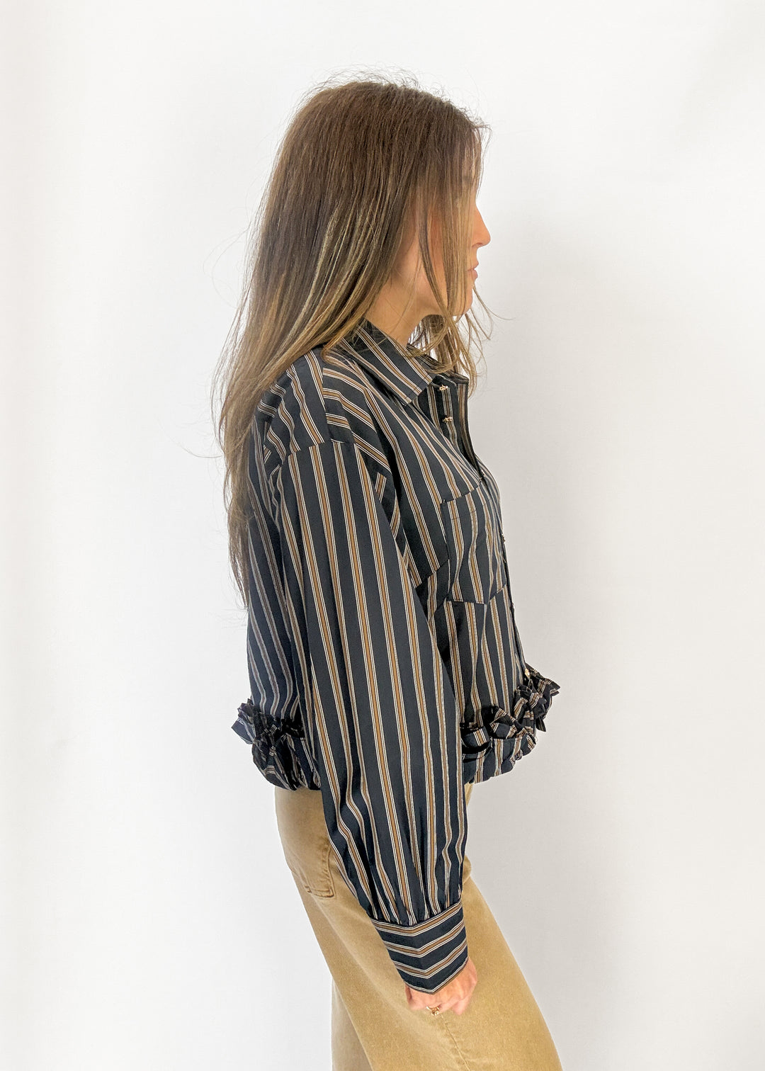 Elizabeth Striped Ruffle Blouse
