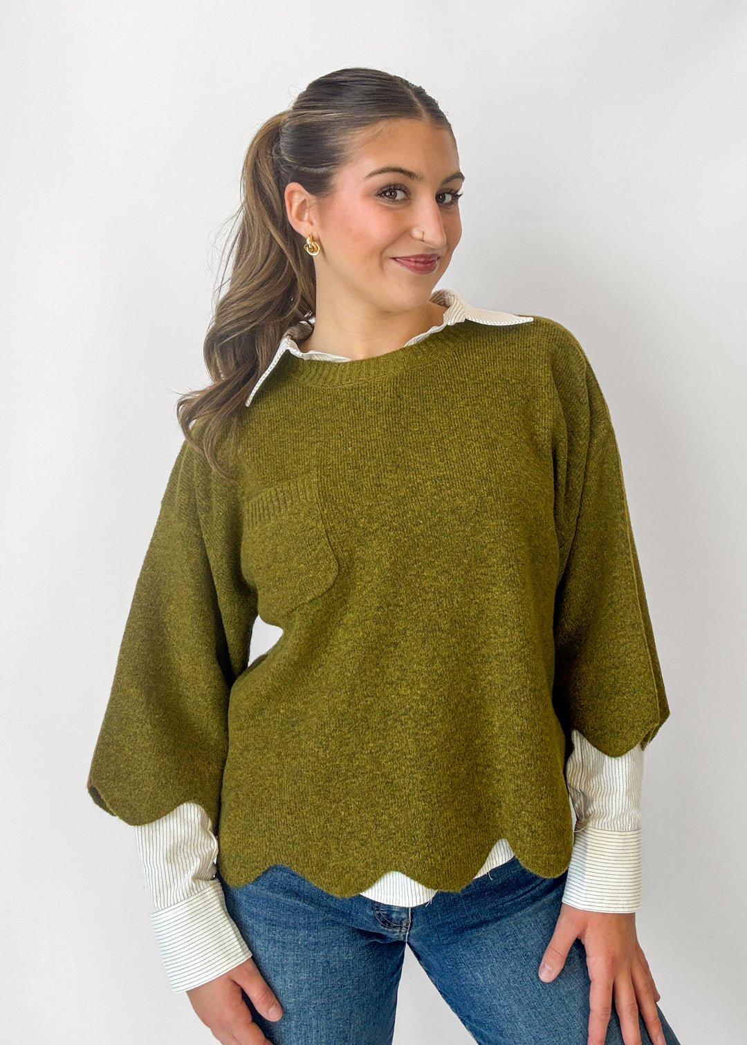 Maya Scalloped Knit Sweater