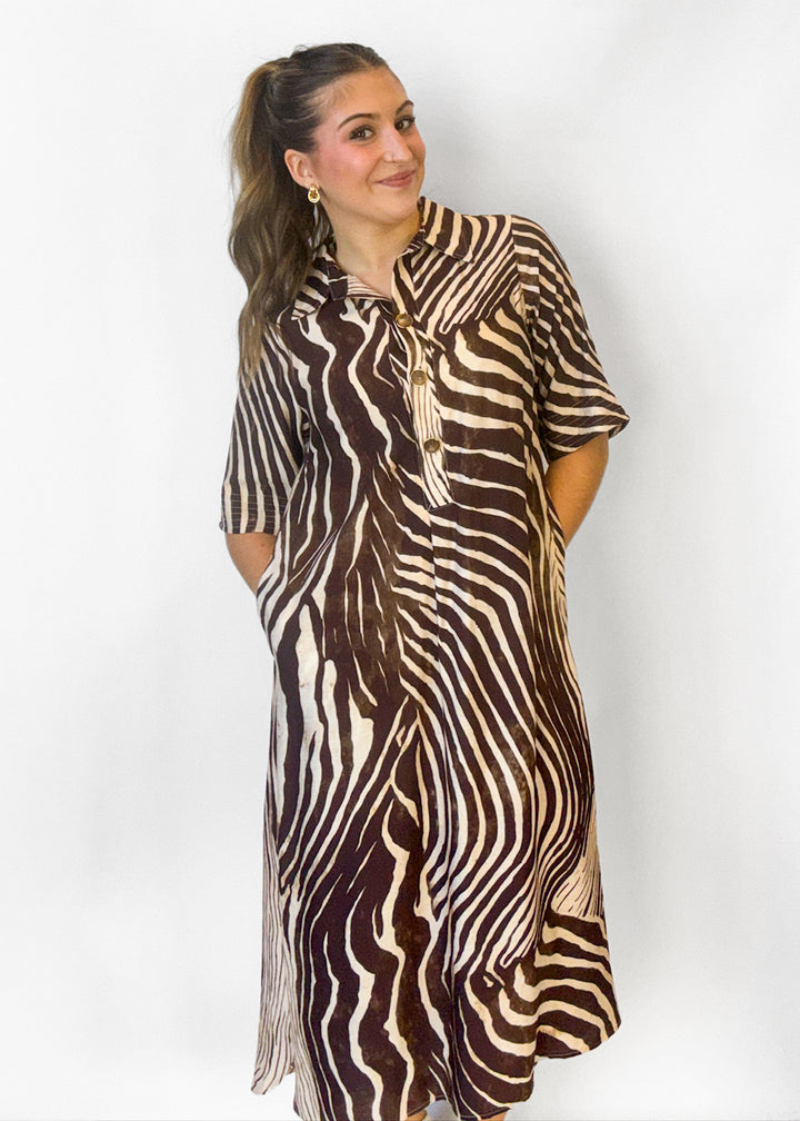 Logan Zebra Midi Dress