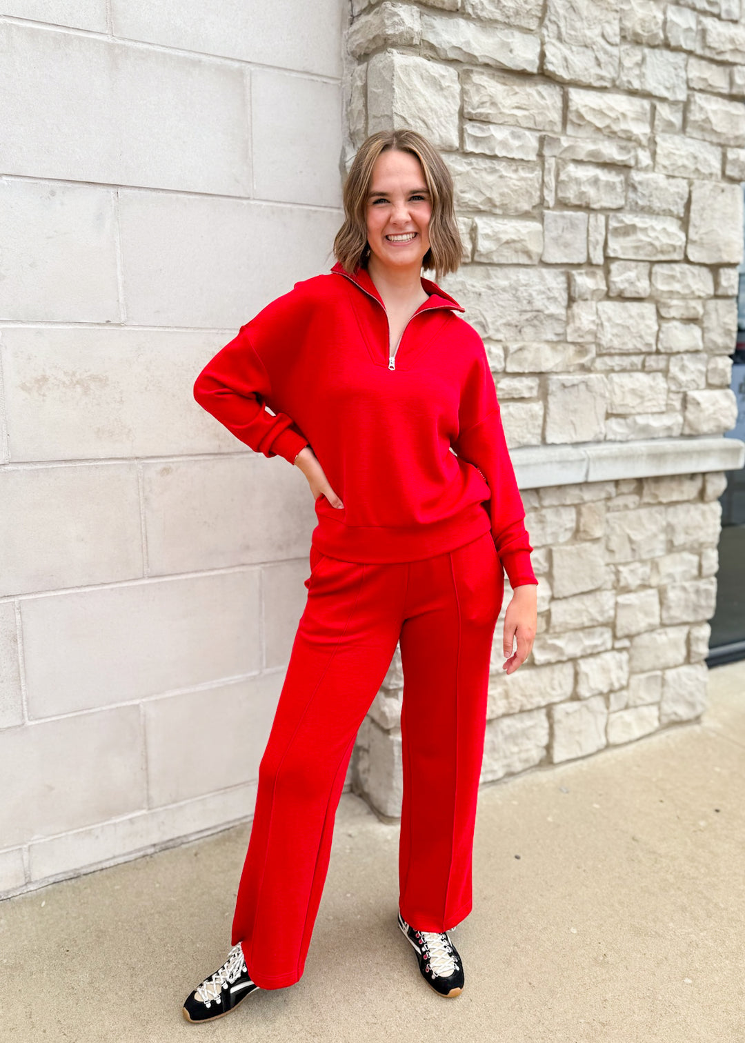 Varley The Wide Leg Pant 30" - Red Marl