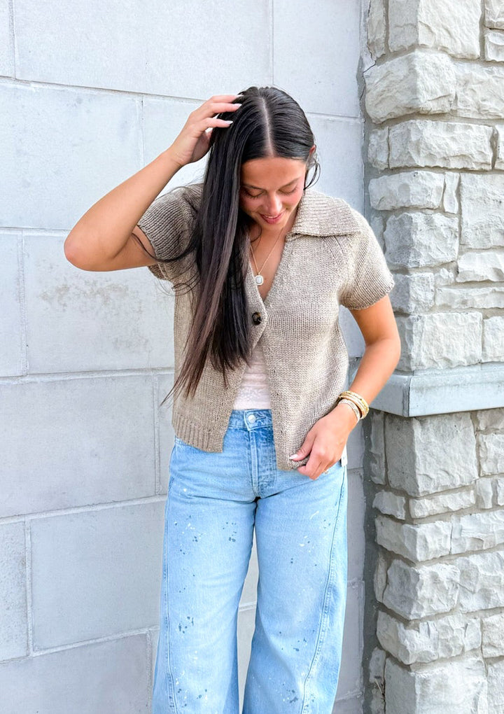 Stacey Short-Sleeve Knit Cardigan