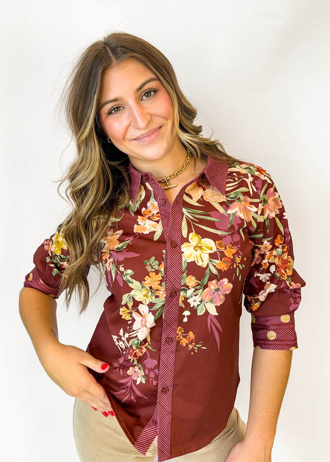 Beth Floral Button Down